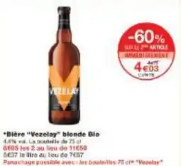 Monoprix Biere Vezelay blonde Bio offre