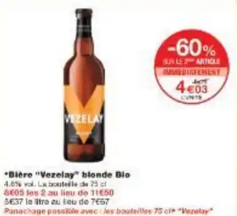 Monoprix Biere Vezelay blonde Bio offre