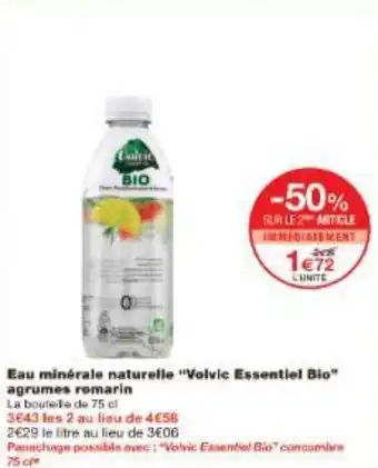 Monoprix Eau minérale naturelle Volvic Essentiel Bio agrumes romarin offre