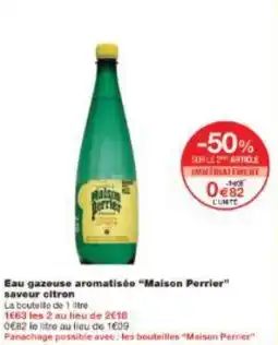 Monoprix Eau gazeuse aromatisée Maison Perrier saveur citron offre