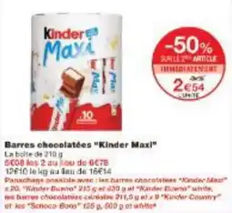 Monoprix Barres chocolatées Kinder Maxi offre