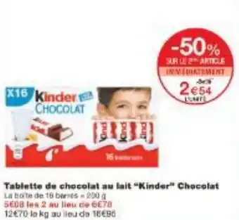 Monoprix Tablette de chocolat au lait Kinder Chocolat offre