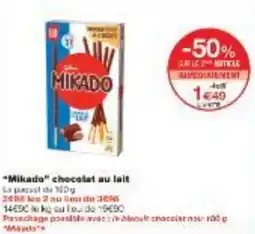 Monoprix Mikado chocolat au lait offre