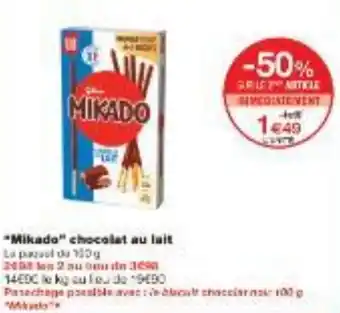 Monoprix Mikado chocolat au lait offre