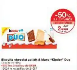 Monoprix Biscuits chocolat au lait & blanc Kinder Duo offre