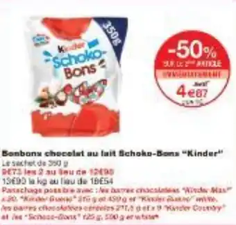 Monoprix Bonbons chocolat au lait Schoko-Boms Kinder offre