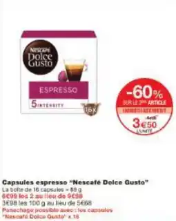 Monoprix Capsules espresso Nescafé Dolce Gusto offre