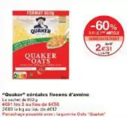 Monoprix Quaker céréales flocons d'avoine offre