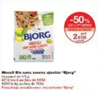 Monoprix Mues Bio sans sucres ajoutés Bjorg offre