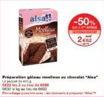 Monoprix Préparation gâteau moelleux au chocolat Alsa offre