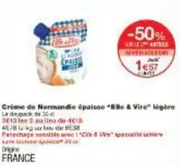 Monoprix Crème de Normandie épaisse Ele & Vire légère offre