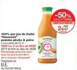 Monoprix 100% pur jus de fruits Innocent pomme pêche & poire offre