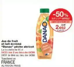 Monoprix Jus de fruit et lait écrémé Danao pèche abricot offre