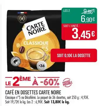 Match Carte Noire Café en dosettes offre