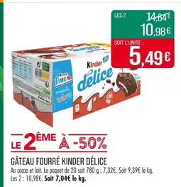 Match KINDER DÉLICE Gâteau fourré offre