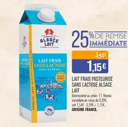 Match Alsace lait Lait frais pasteurisé sans lactose offre