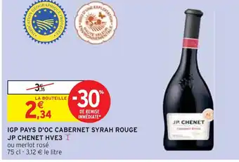 Intermarché JP Chenet IGP Pays d'Oc Cabernet Syrah Rouge HVE3 offre