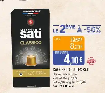 Match Sati Café en Capsules offre