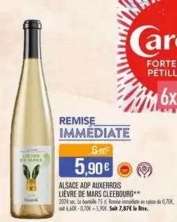 Match Cleebourg Alsace AOP Auxerrois Lièvre de Mars offre