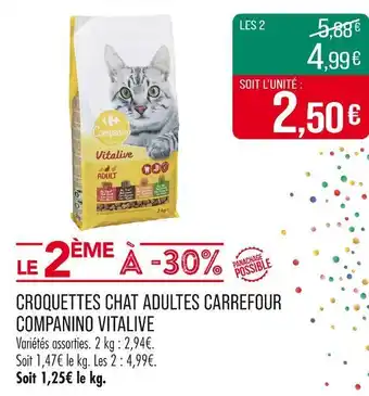 Match CARREFOUR COMPANINO VITALIVE Croquettes chat adultes offre