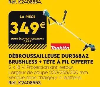 Tout faire matériaux MAKITA Débroussailleuse dur368az brushless + tête à fil offerte offre