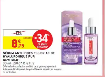 Intermarché L'ORÉAL Sérum anti-rides filler acide hyaluronique pur revitalift offre