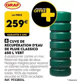 Tout faire matériaux GRAF Cuve de récupération d'eau de pluie Classico 650 L vert offre