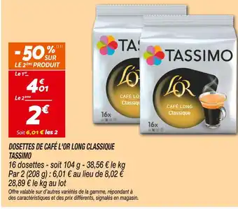 Netto L'OR / Tassimo Dosettes de café Long Classique offre