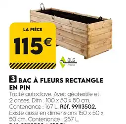 Tout faire matériaux Bac à fleurs rectangle en pin offre