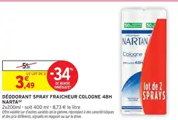 Intermarché NARTA Déodorant spray fraicheur cologne 48h offre