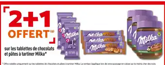 Netto 2+1 offerts sur les tablettes de chocolats et pâtes à tartiner milka offre