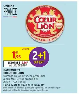 Intermarché COEUR DE LION Camembert offre