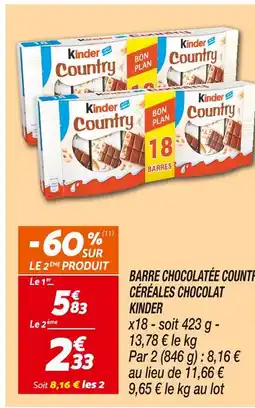 Netto KINDER Country barre chocolatée céréales chocolat offre