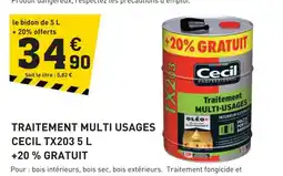 Tout faire matériaux CECIL Traitement multi usages cecil tx203 5 l +20 % gratuit offre