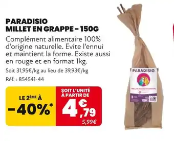 Animalis PARADISIO Millet en grappe - 150g offre