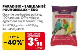 Animalis PARADISIO Sable anisé pour oiseaux – 5kg offre