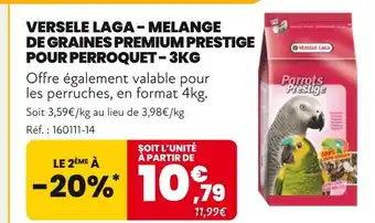 Animalis VERSELE LAGA Mélange de graines premium prestige pour perroquet - 3kg offre