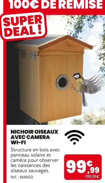 Animalis Nichoir Oiseaux Avec Camera Wi-Fi offre