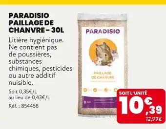 Animalis Paradisio Paillage de chanvre – 30l offre