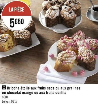 Géant Casino Brioche étoile aux fruits secs ou aux pralines ou chocolat orange ou aux fruits confits offre