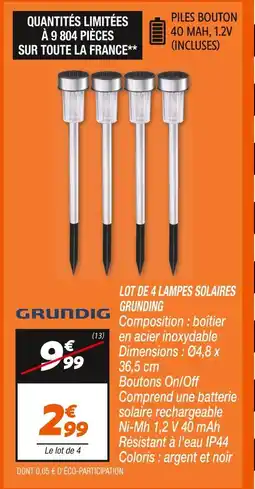 Netto GRUNDIG Lot de 4 lampes solaires offre