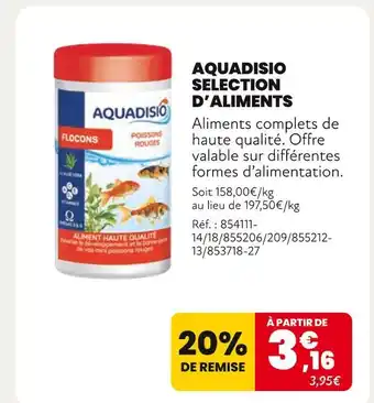 Animalis Aquadisio Selection d’Aliments offre