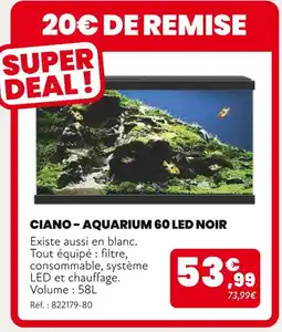 Animalis CIANO Aquarium 60 led noir offre