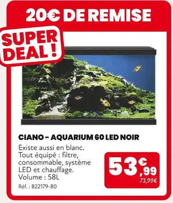 Animalis CIANO Aquarium 60 led noir offre