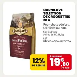 Animalis Carnilove Selection de Croquettes 2kg offre