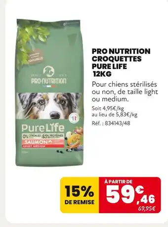 Animalis PRO NUTRITION Croquettes pure life 12kg offre