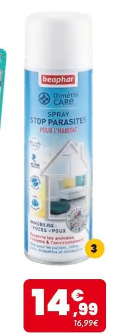 Animalis BEPAHR Spray stop parasites pour habitat - 250ml offre