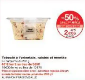 Monoprix Taboulé à l'orientale, raisins et menthe offre