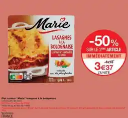 Monoprix Plat cuisiné Marie lasagnes à la bolognaise offre