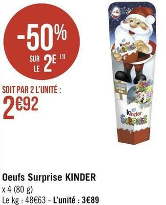Géant Casino Kinder oeufs surprise offre